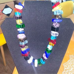 KJK Style Jewelry Chunky Stained Glass Gem Necklace